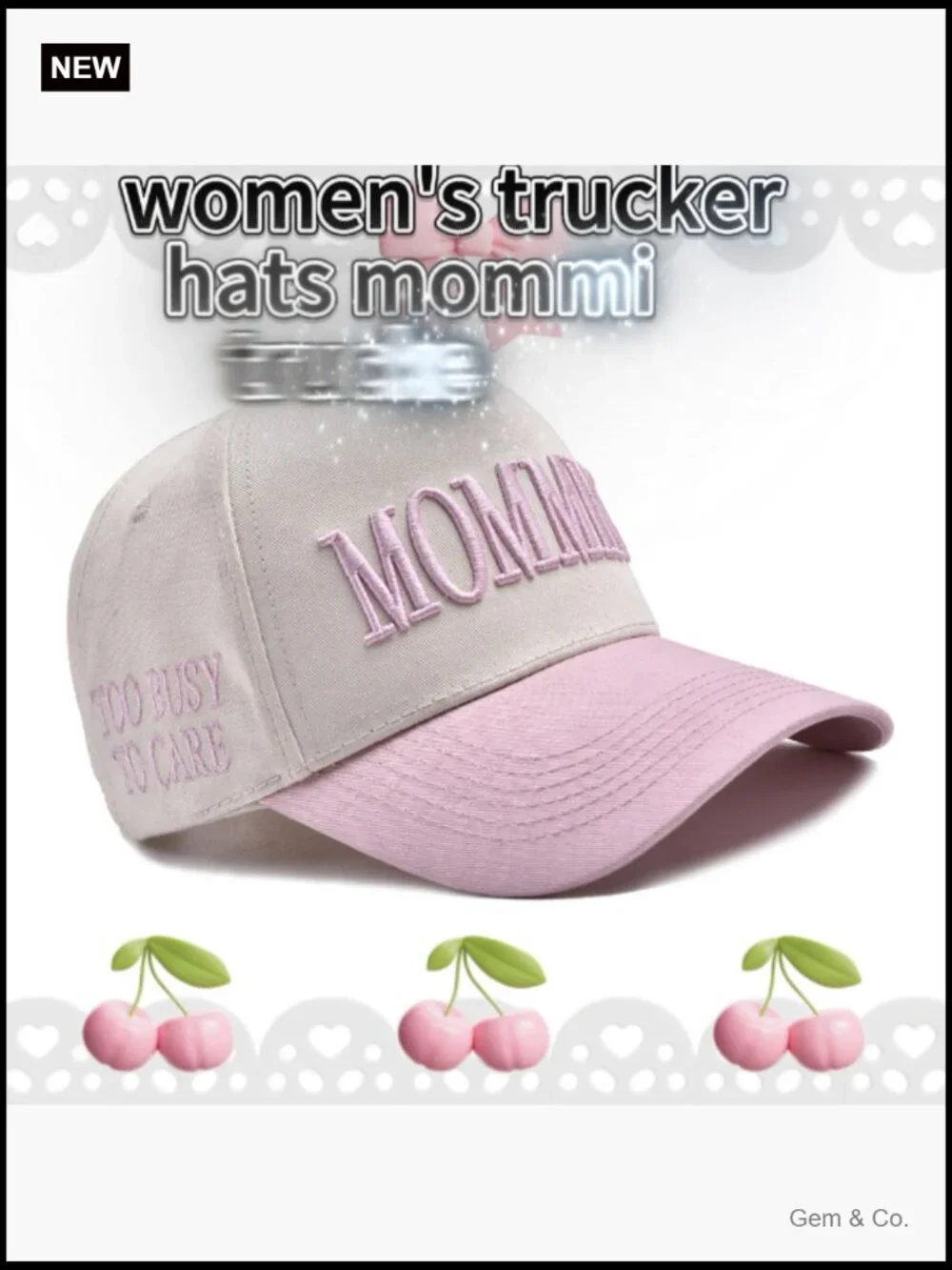 Vintage Two-Tone Trucker Hat with Mom-Themed Embroidery, Adjustable Snapback